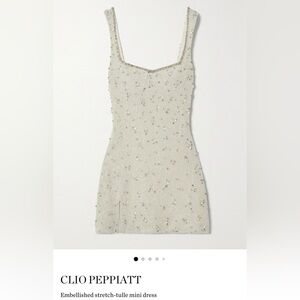 Clio Peppiatt Embellished Stretch-Tulle Mini Dress in Ivory